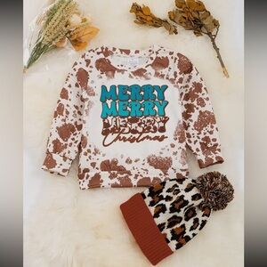 Merry, merry, merry Christmas Brown cow long sleeve sweatshirt. NWOT